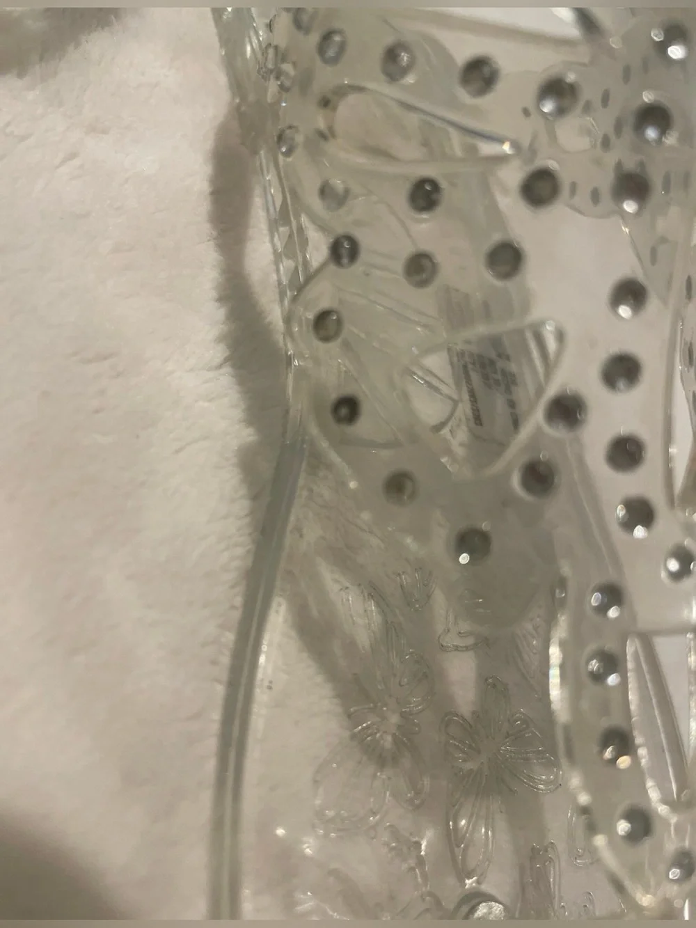 Clear Rhinestone Butterfly Jelly Flip Flop Sandals - Girls Size 1
